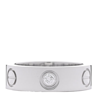 Cartier 18K White Gold 3 Diamond 5.5mm LOVE Ring 49 5 1 of 4