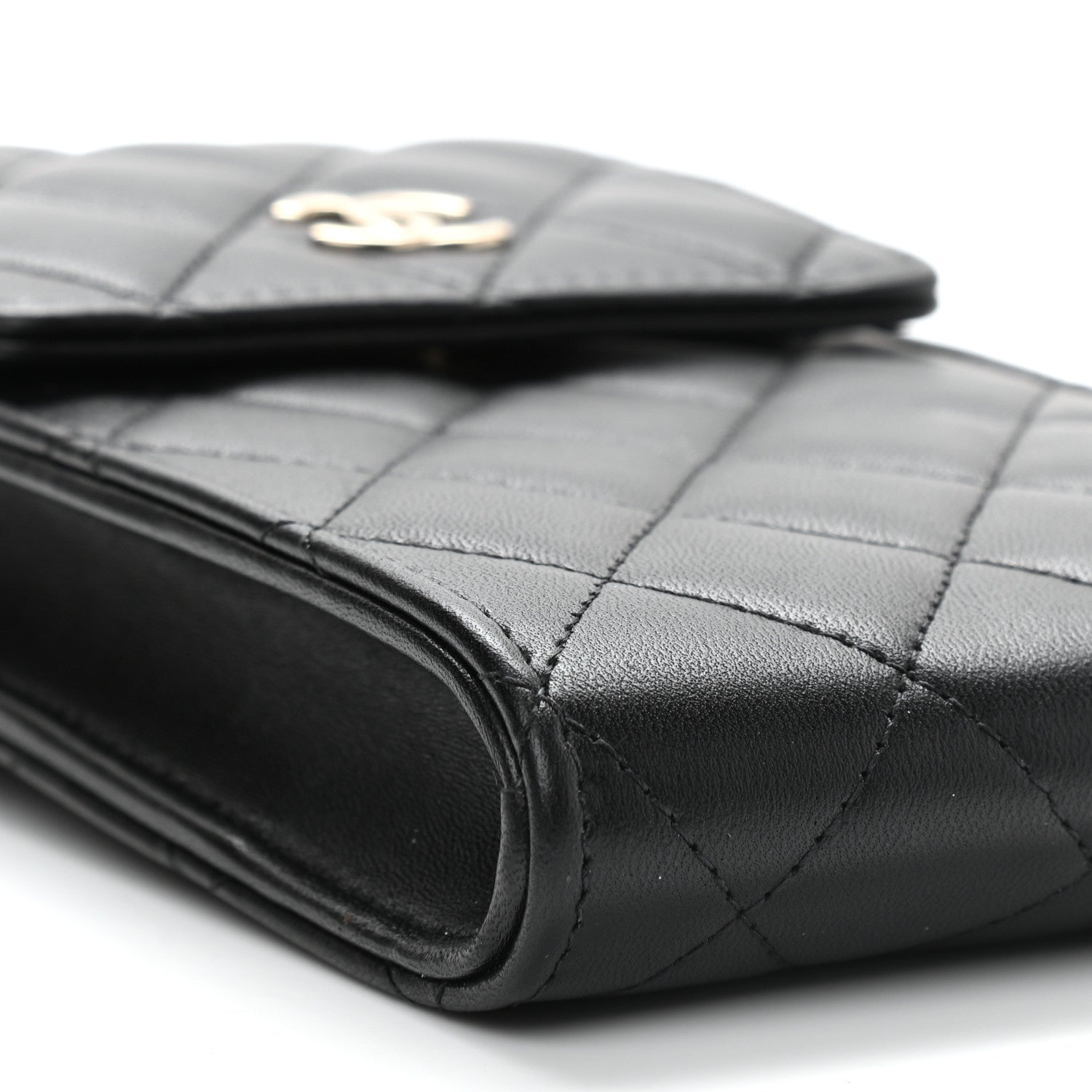 Chanel Lambskin Quilted Pearl Phone Holder With Chain Black 10 of 12