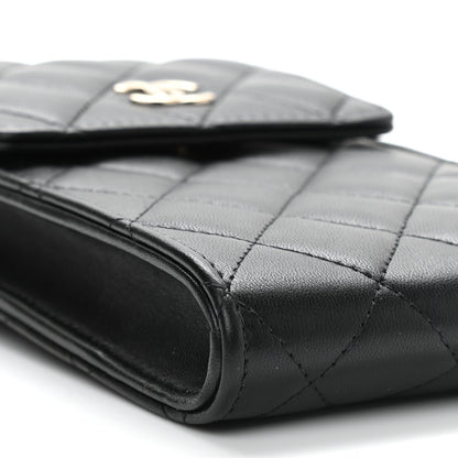 Chanel Lambskin Quilted Pearl Phone Holder With Chain Black 10 of 12