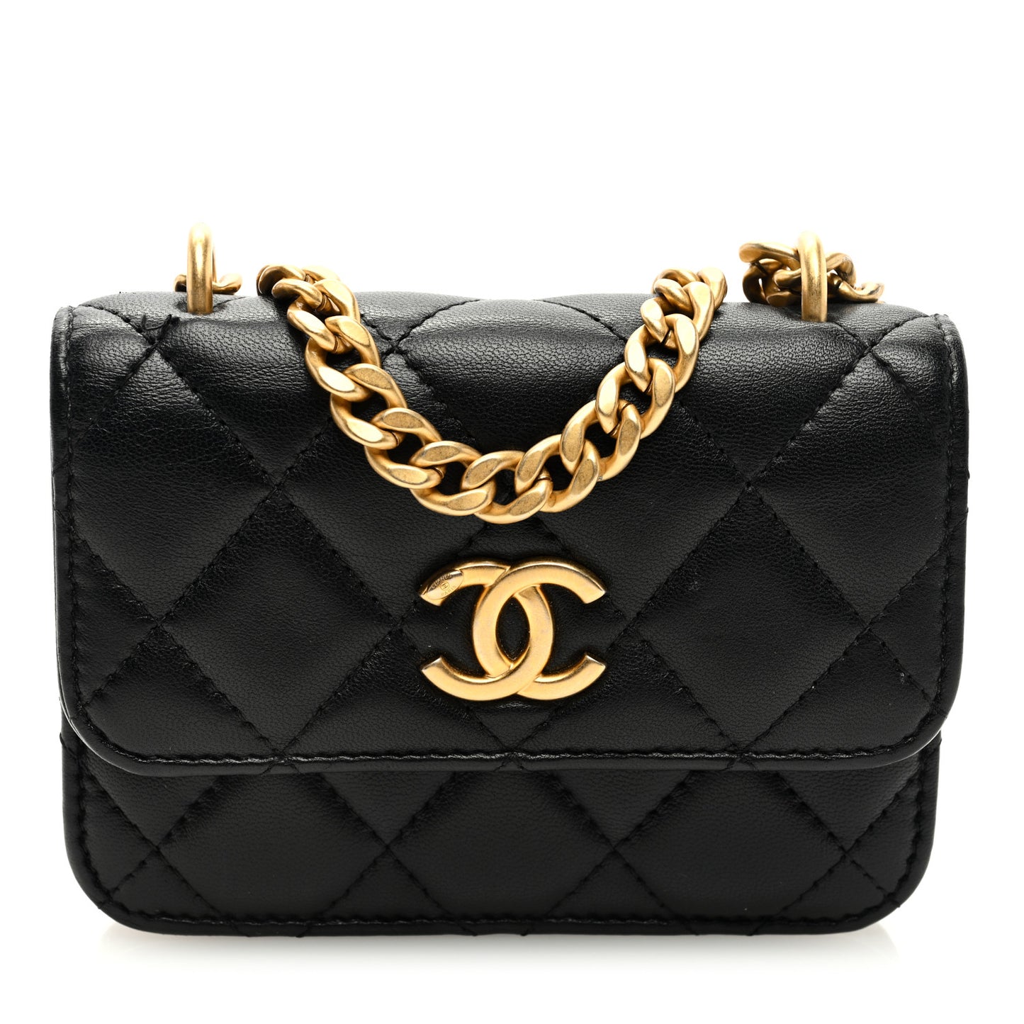 Lambskin Quilted Sweet Camellia Clutch With Chain Black
