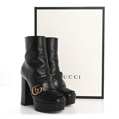 Gucci Malaga Kid GG Marmont Fringe Platform Ankle Boots 37.5 Black 11 of 11