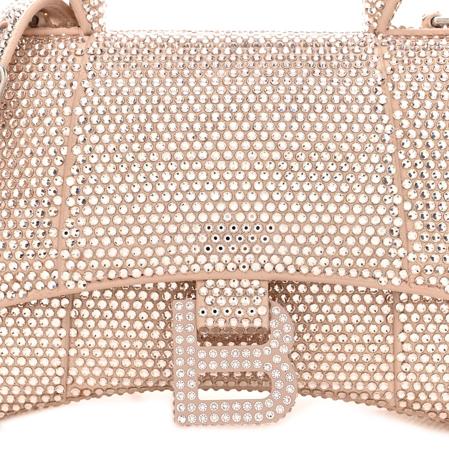Strass Suede Hourglass Top Handle Bag XS Rose Gold
