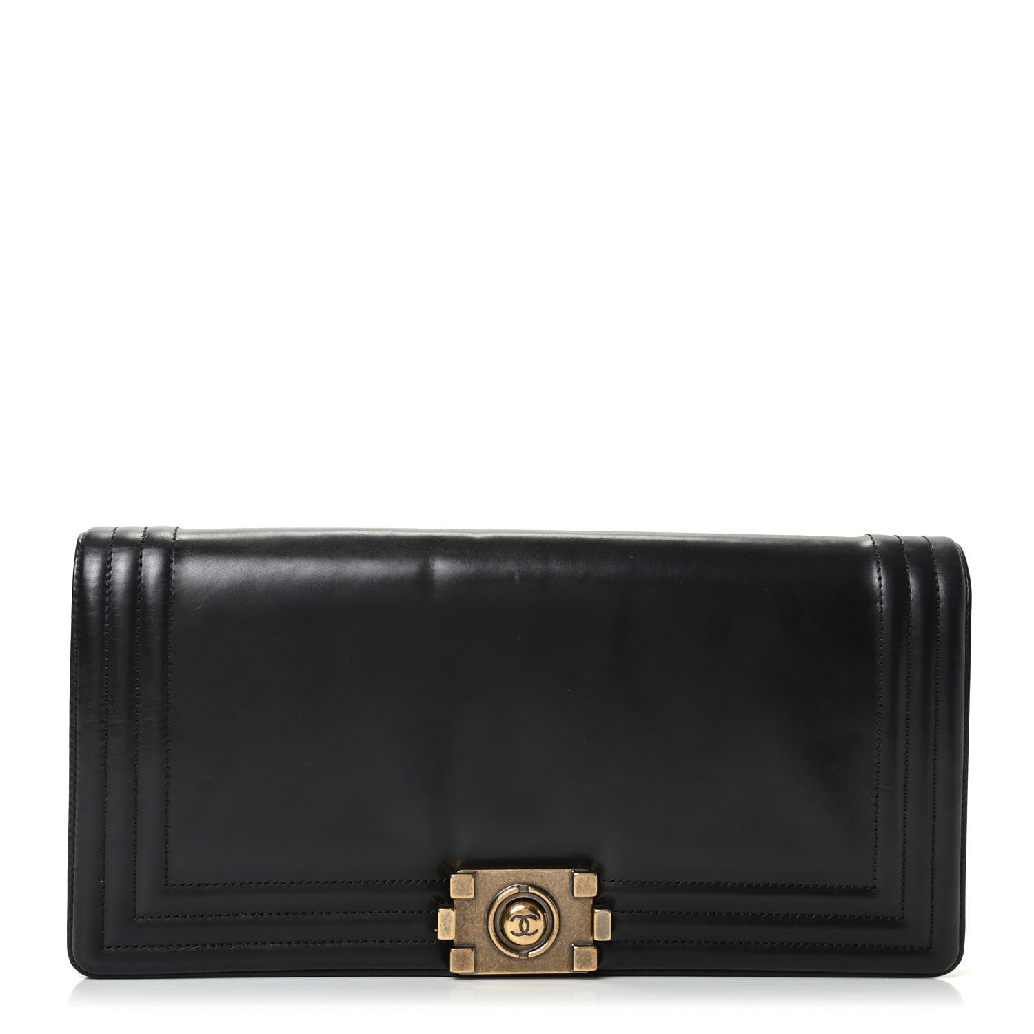 Chanel Glazed Calfskin Jumbo Boy Clutch Black 1 of 7