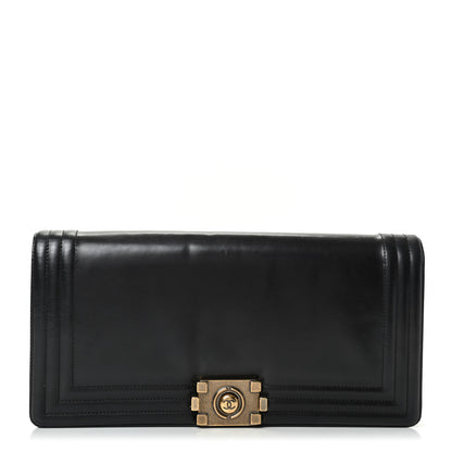 Chanel Glazed Calfskin Jumbo Boy Clutch Black 1 of 7
