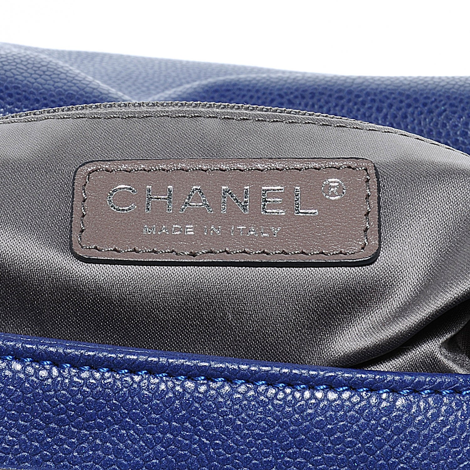 Chanel Glazed Caviar Flap Hobo Dark Blue 3 of 8