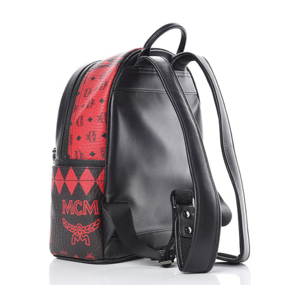 MCM Visetos Baroque Print Small Stark Backpack Black Red 3 of 9