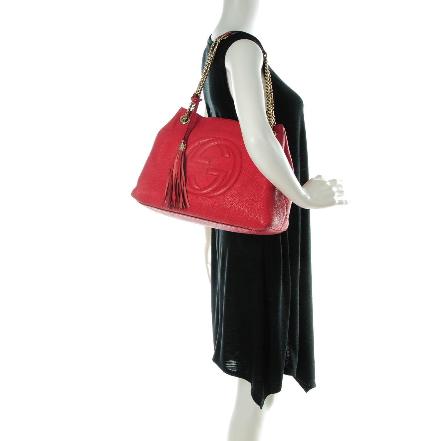 Gucci Pebbled Calfskin Medium Soho Chain Shoulder Bag Red 2 of 7