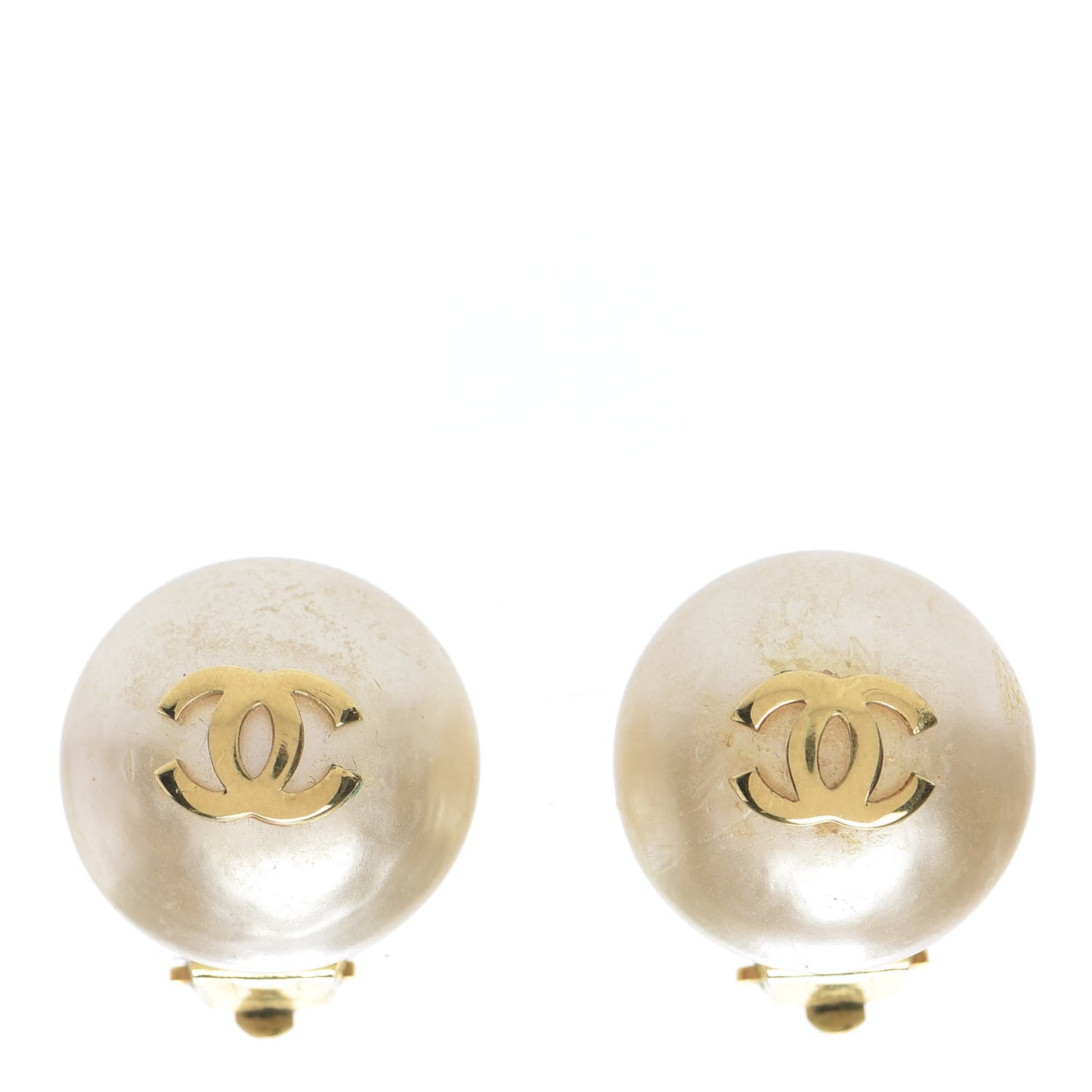 Pearl CC Clip On Earrings Gold