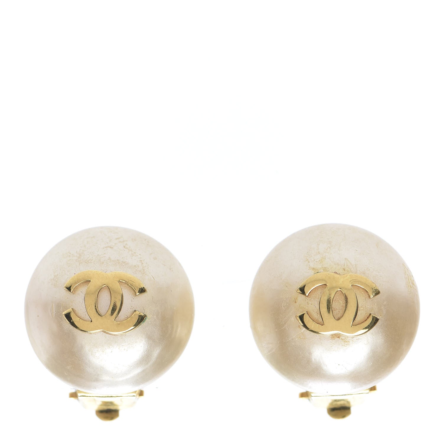 Chanel Pearl CC Clip On Earrings Gold 1 of 7