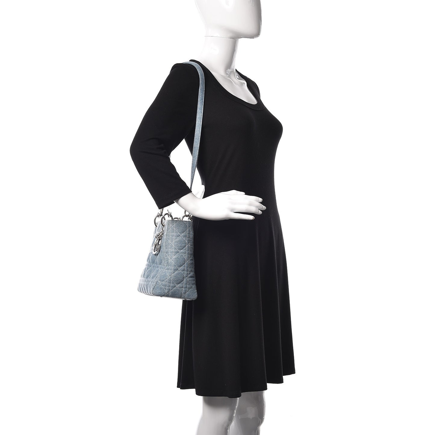 Denim Cannage Medium Lady Dior Light Blue