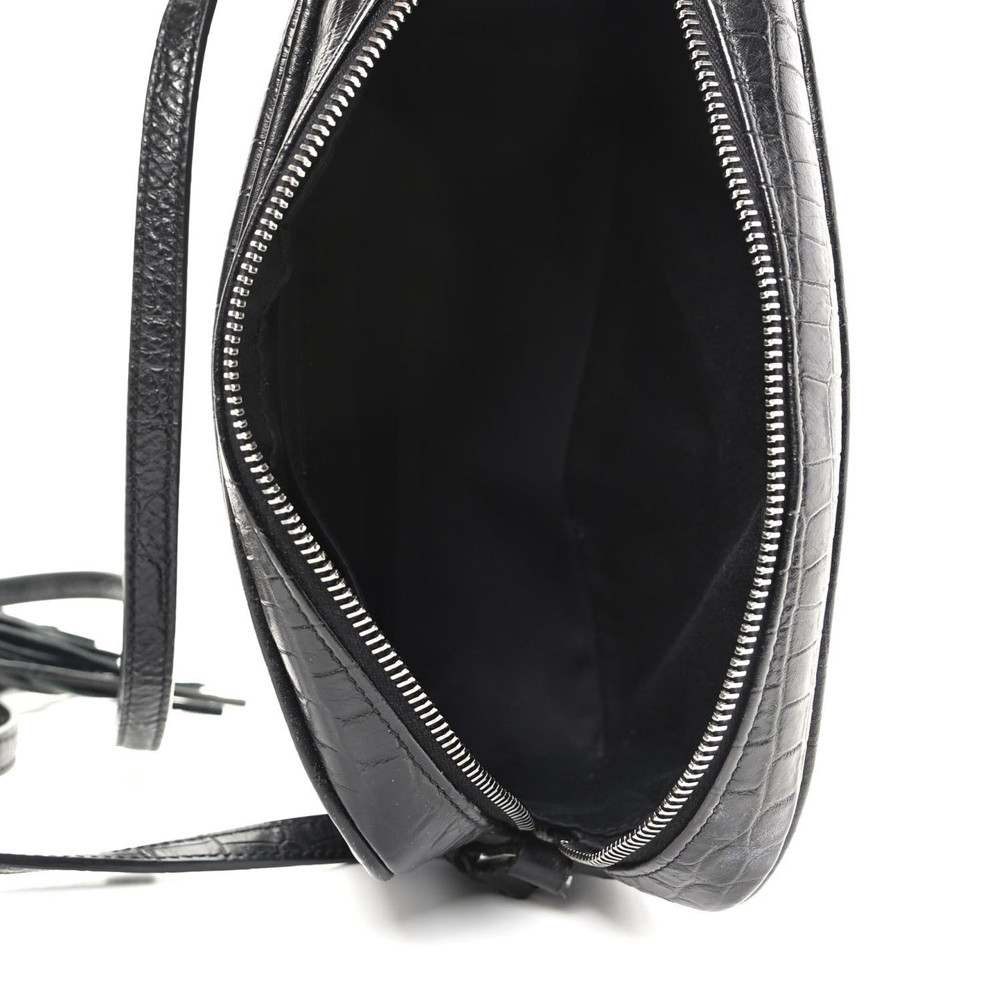 Calfskin Crocodile Embossed Monogram Lou Camera Bag Black