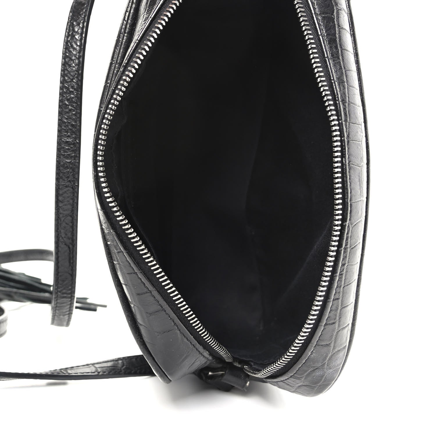 Saint Laurent Calfskin Crocodile Embossed Monogram Lou Camera Bag Black 5 of 9