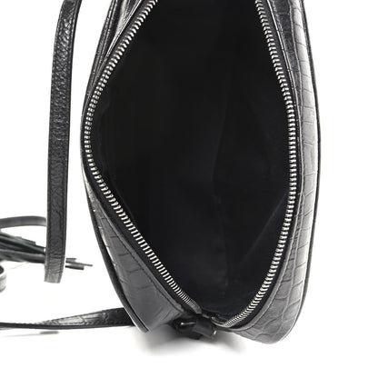 Saint Laurent Calfskin Crocodile Embossed Monogram Lou Camera Bag Black 5 of 9