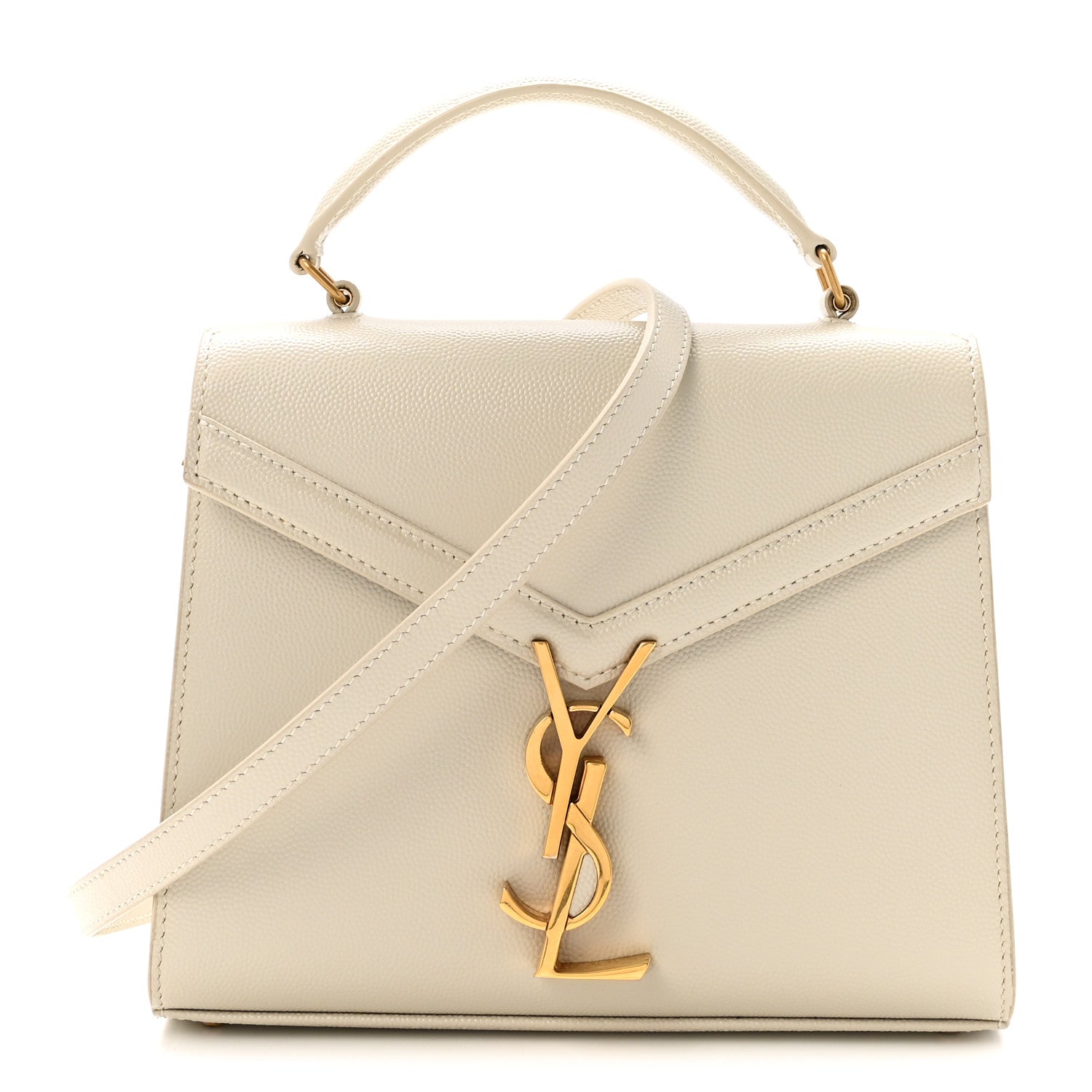 Saint Laurent Grain de Poudre Mini Classic Monogram Cassandra Top Handle Vintage White 1 of 9