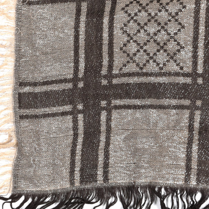 Gucci Wool Silk GG Monogram Diamante Plaid Surviee Shawl Beige Dark Brown 2 of 3