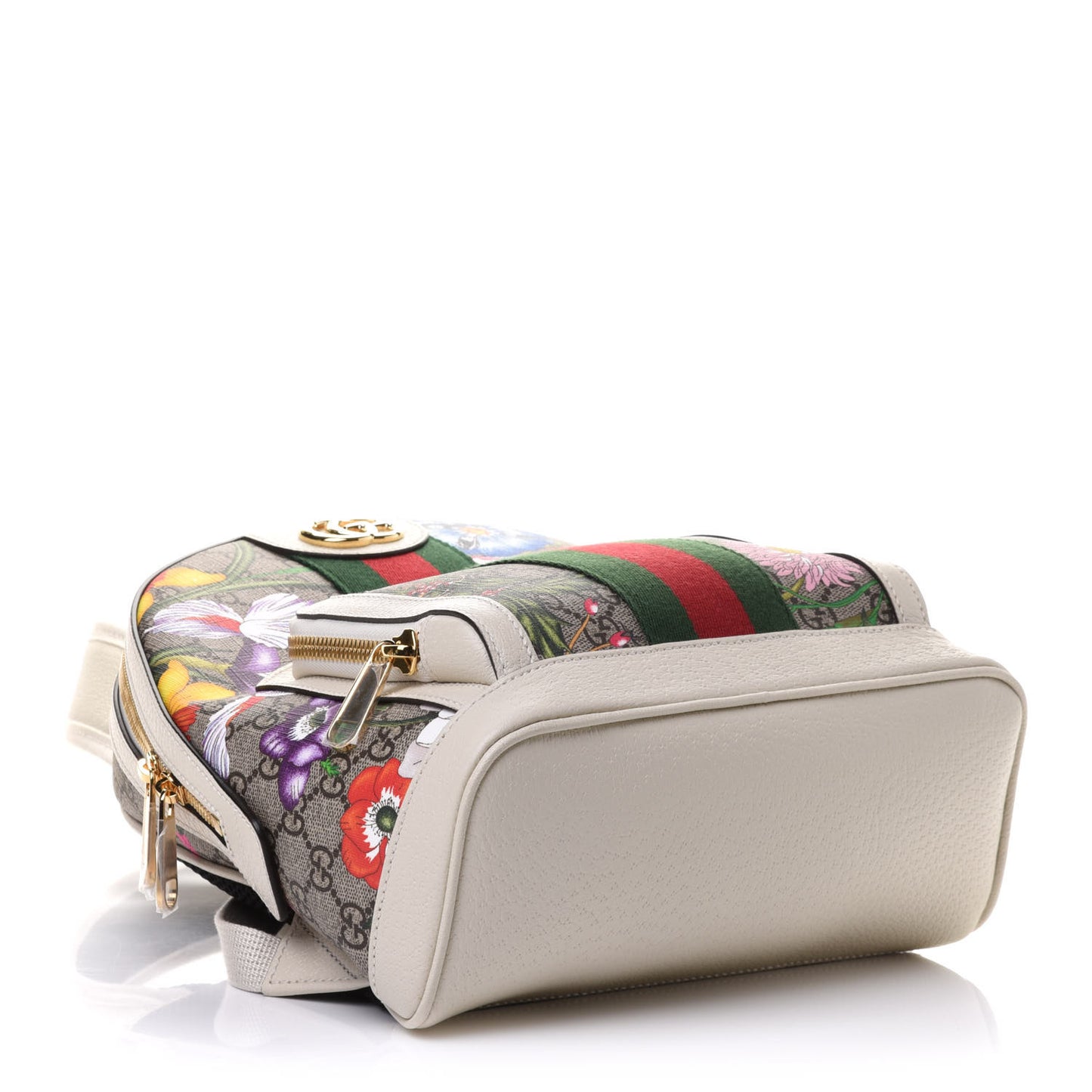 GG Supreme Monogram Flora Web Small Ophidia Day Backpack White
