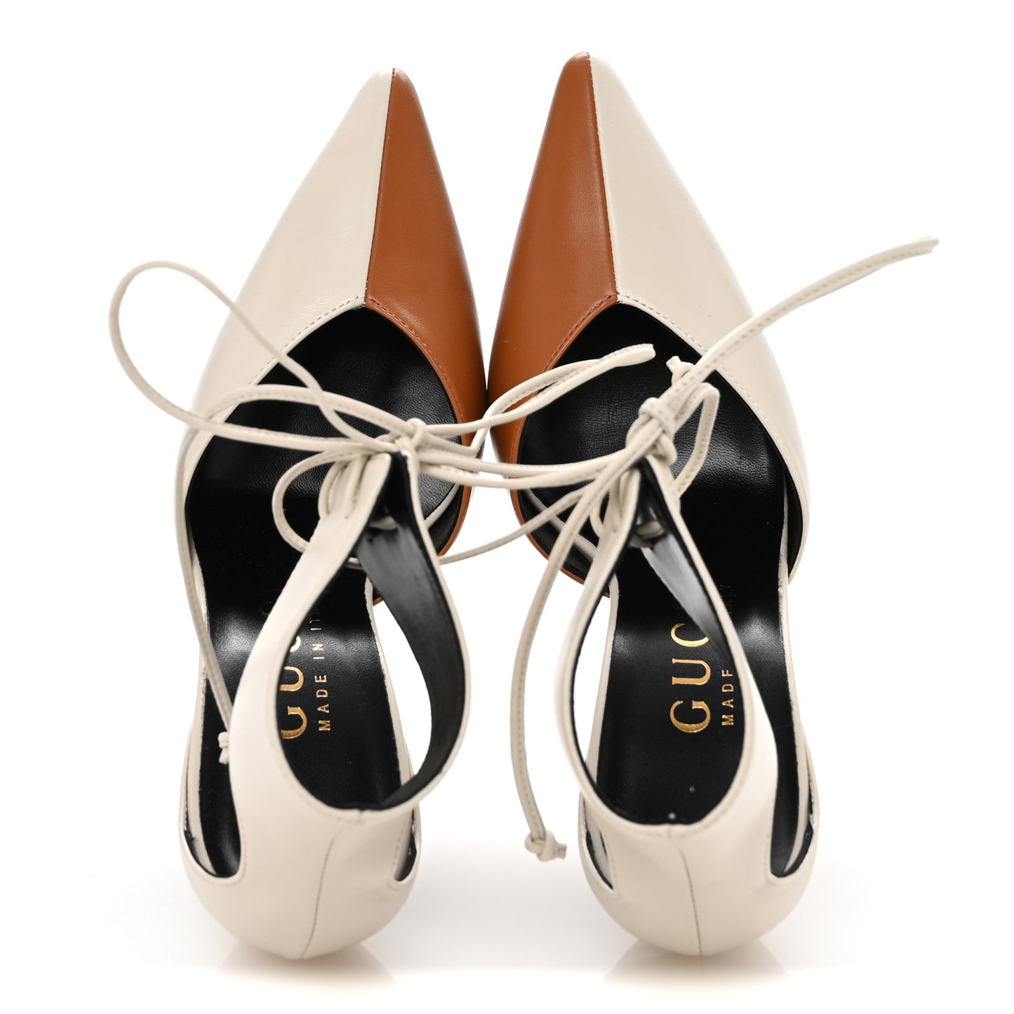 Nappa Charlotte Priscilla Ankle Cuff Pumps 38 New 38 Mystic White Harness Brown