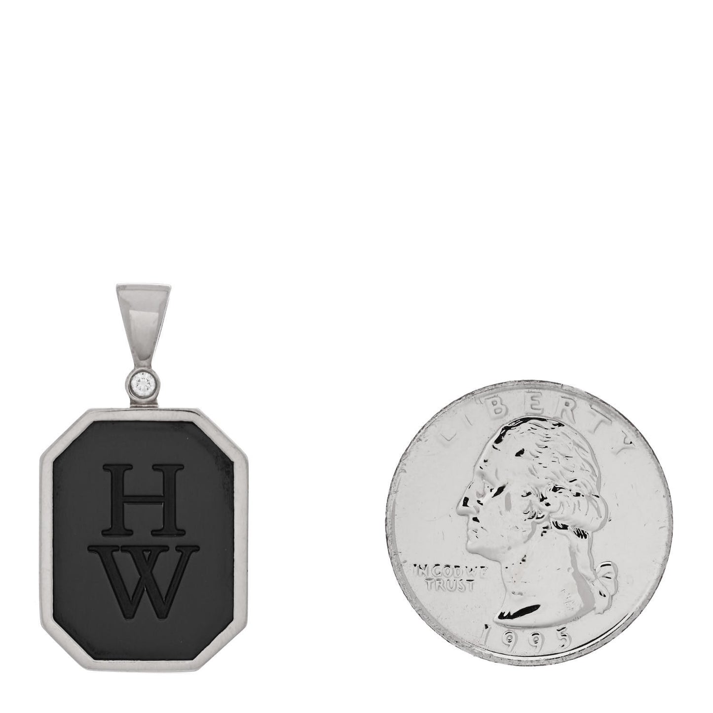 18K White Gold Diamond Zalium HW Logo Pendant