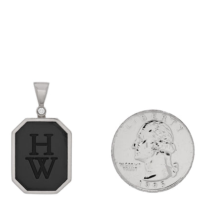 Harry Winston 18K White Gold Diamond Zalium HW Logo Pendant 2 of 4