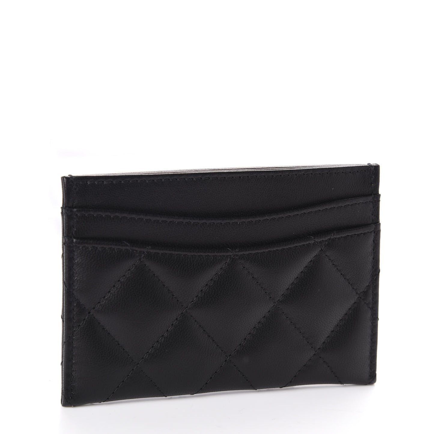 Lambskin Quilted Card Holder Black