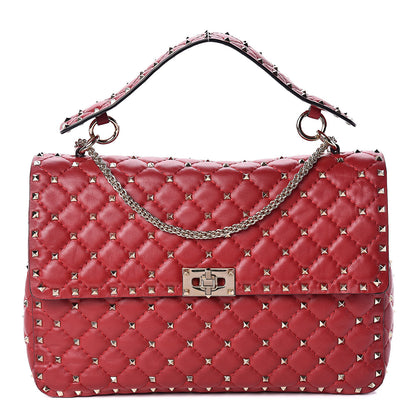 Valentino Garavani Lambskin Large Rockstud Spike Shoulder Bag Red 1 of 11