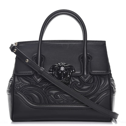 Versace Calfskin Embroidered Medium Baroque Palazzo Empire Bag Black 1 of 9