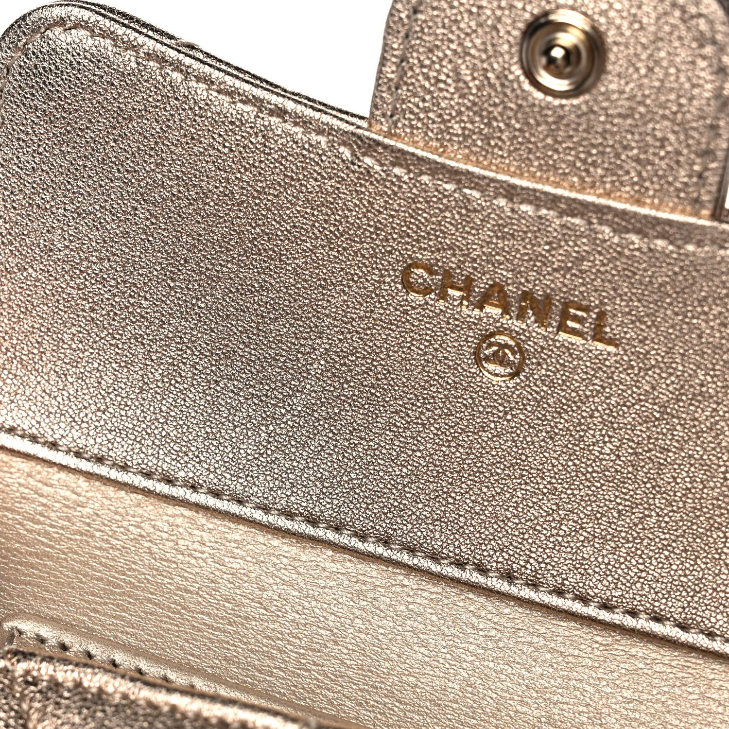 Chanel Metallic Lambskin Quilted Compact Flap Wallet Gold 11 of 12