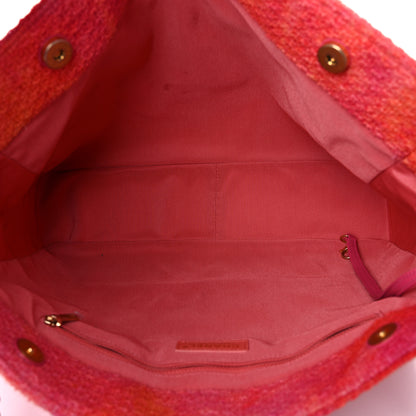 Chanel Tweed Quilted CC Shopping Tote Pink Orange 5 of 10