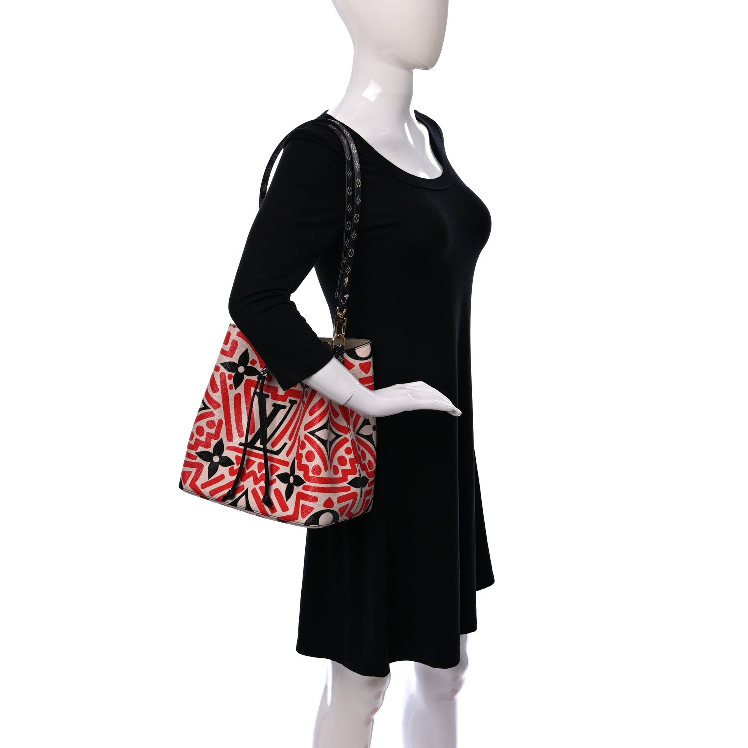 Louis Vuitton Monogram Giant Crafty NeoNoe MM Creme Rouge Black 2 of 9
