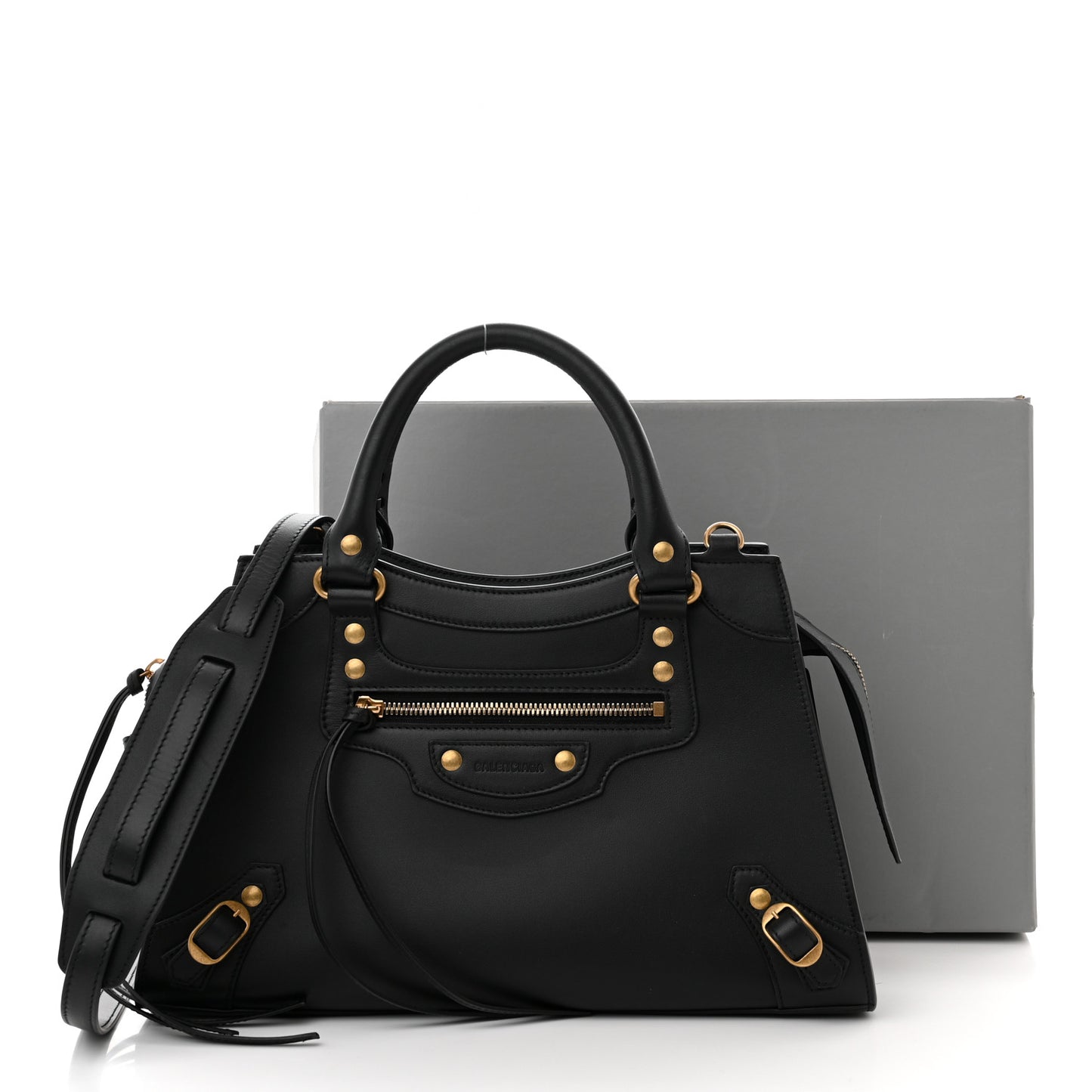Smooth Calfskin Neo Classic Brass Hardware S City Black