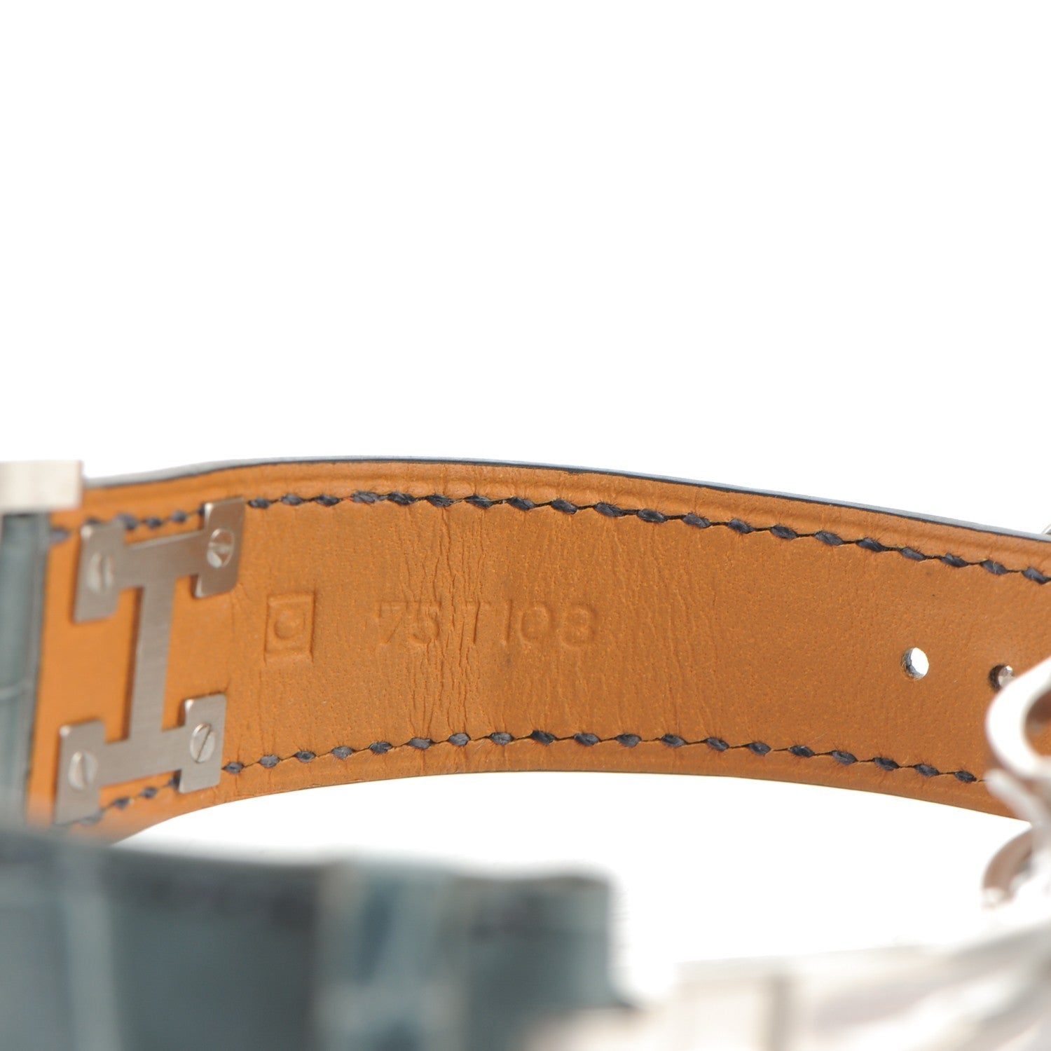 Hermes Stainless Steel Alligator 23mm Medor Watch Bleu Tempete 9 of 10