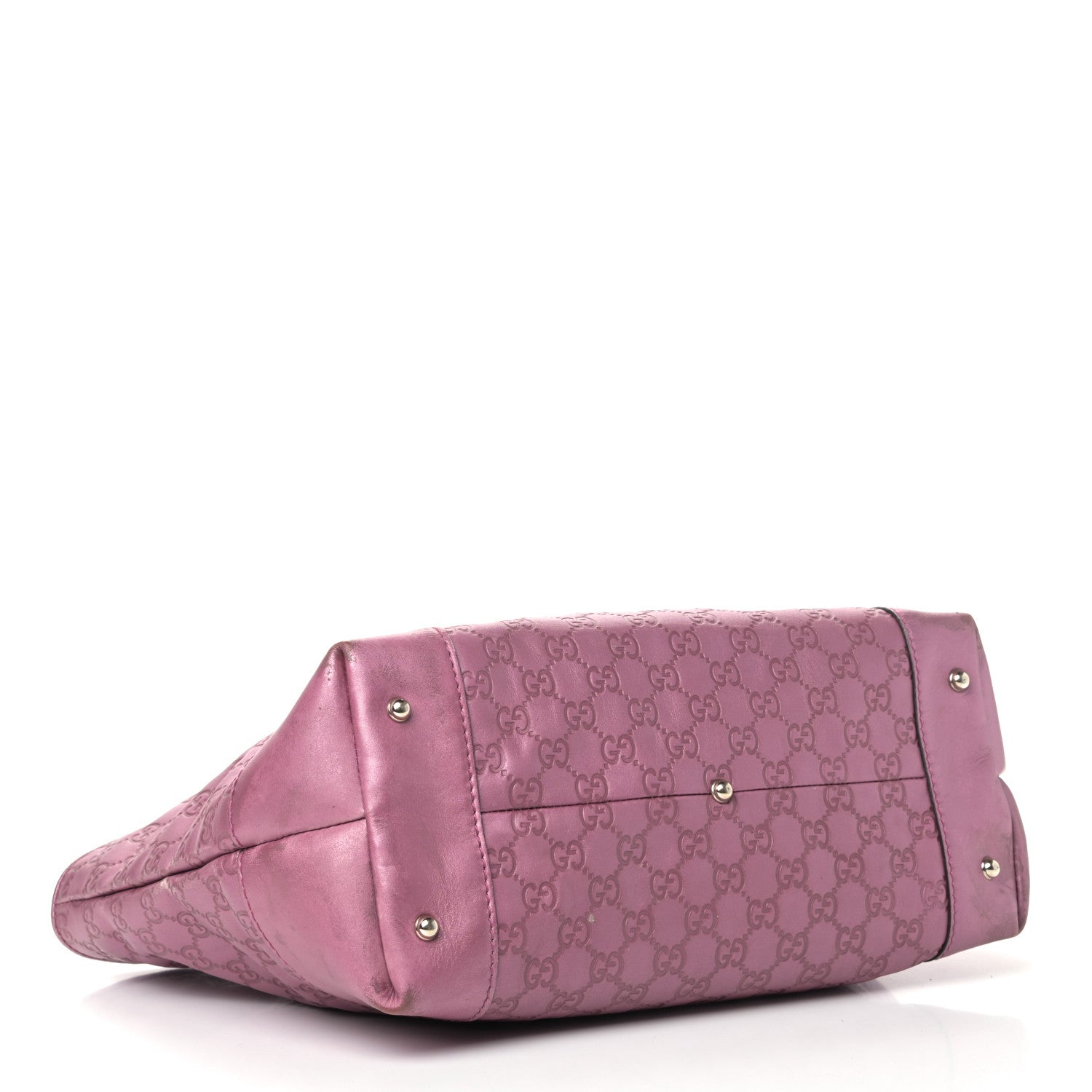 Gucci Metallic Soft Guccissima Large Heart Bit Charm Top Handle Tote Fresia Rose 3 of 22