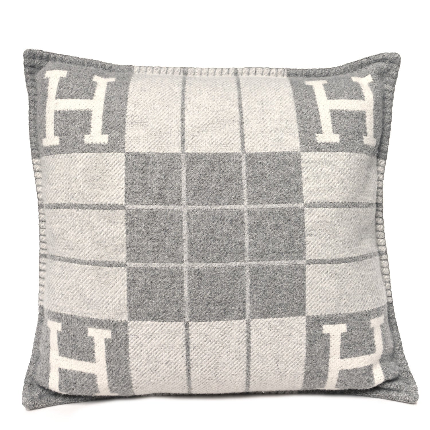Hermes Wool Cashmere Avalon III Pillow PM Ecru Gris Clair 1 of 4