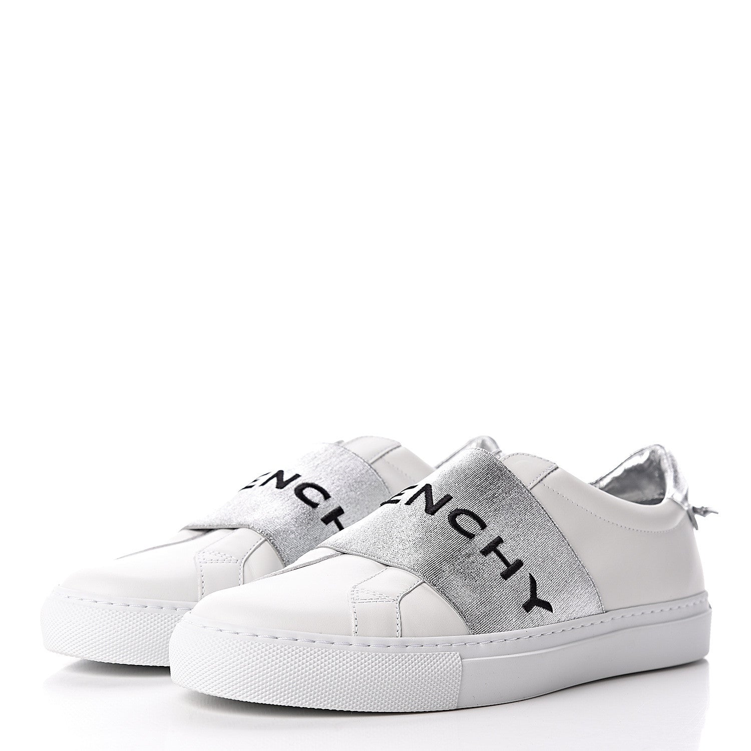 Givenchy Calfskin Band Logo Womens Urban Street Sneakers 38 Argent 3 of 9