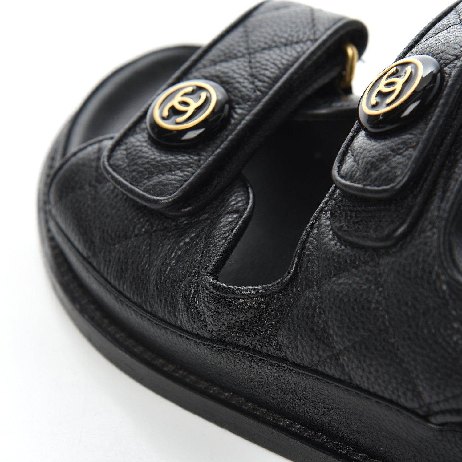 Chanel Grained Calfskin Velcro Dad Sandals 38 Black 20 of 23