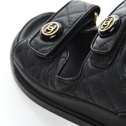 Chanel Grained Calfskin Velcro Dad Sandals 38 Black 20 of 23