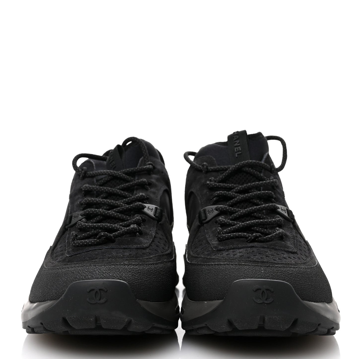 Suede Calfskin Mens CC Sneakers 42 Black