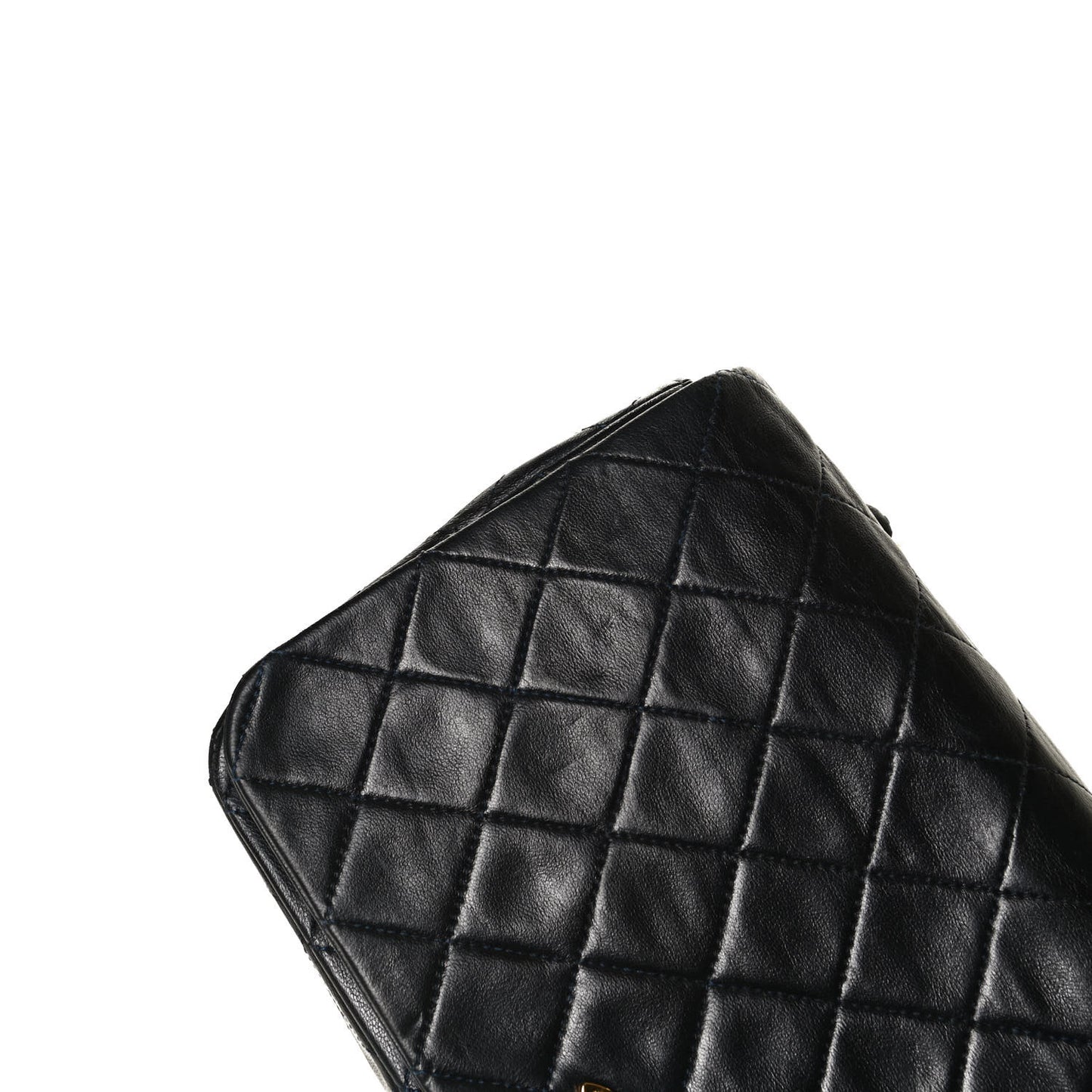 Aged Calfskin Quilted Medium Pondichery Flap Black