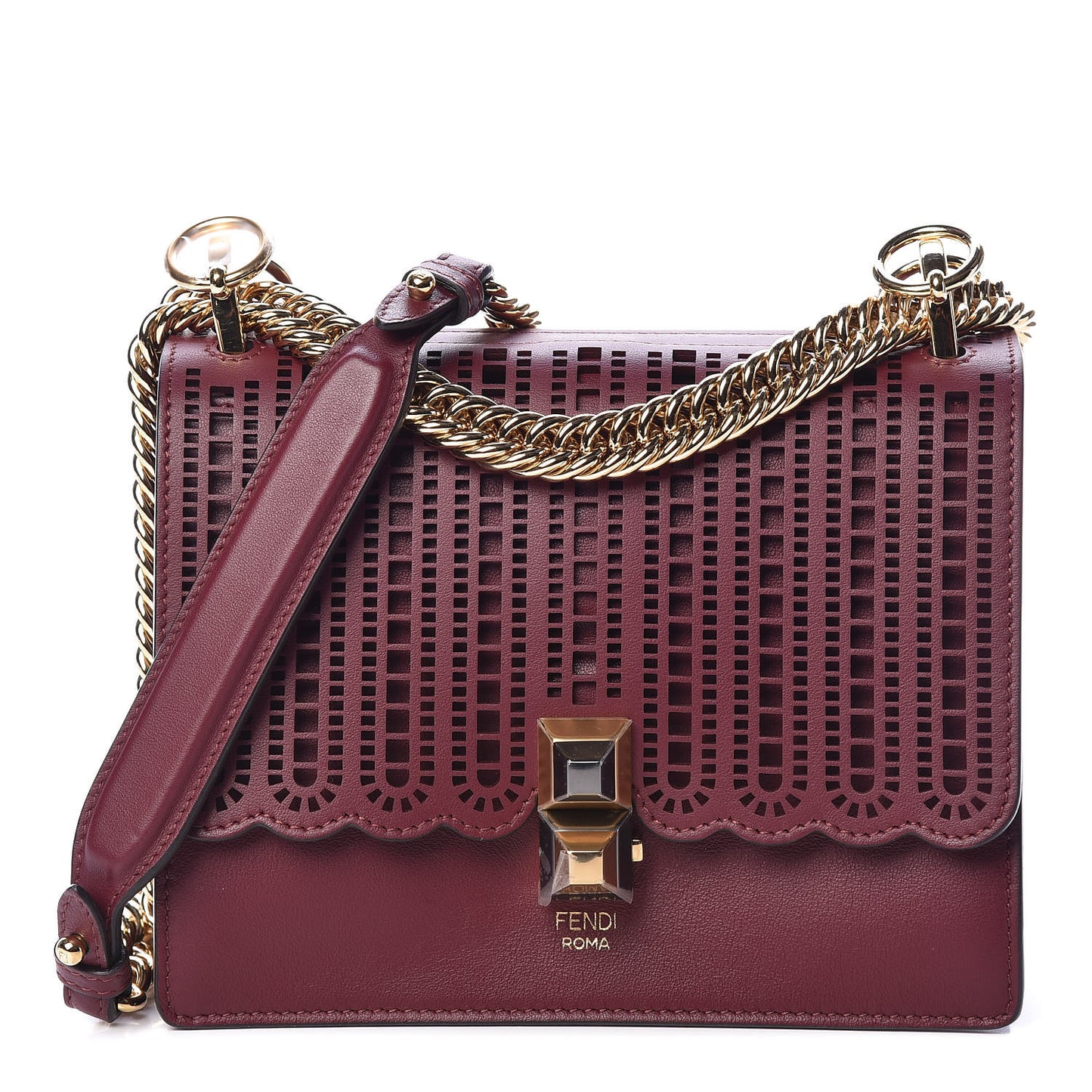 Vitello Grace Openwork Small Kan I Shoulder Bag Barolo