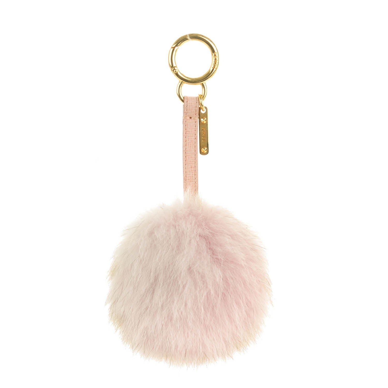 Fendi Fox Fur Vitello Elite Bi-Color Pom Pom Bag Charm Rosa Cammello Cipria 1 of 4