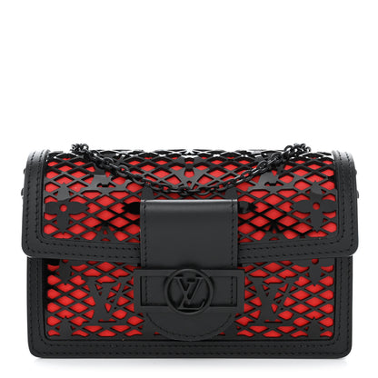 Louis Vuitton Patent Calfskin Laced Monogram Dauphine Chain Wallet Black 1 of 9