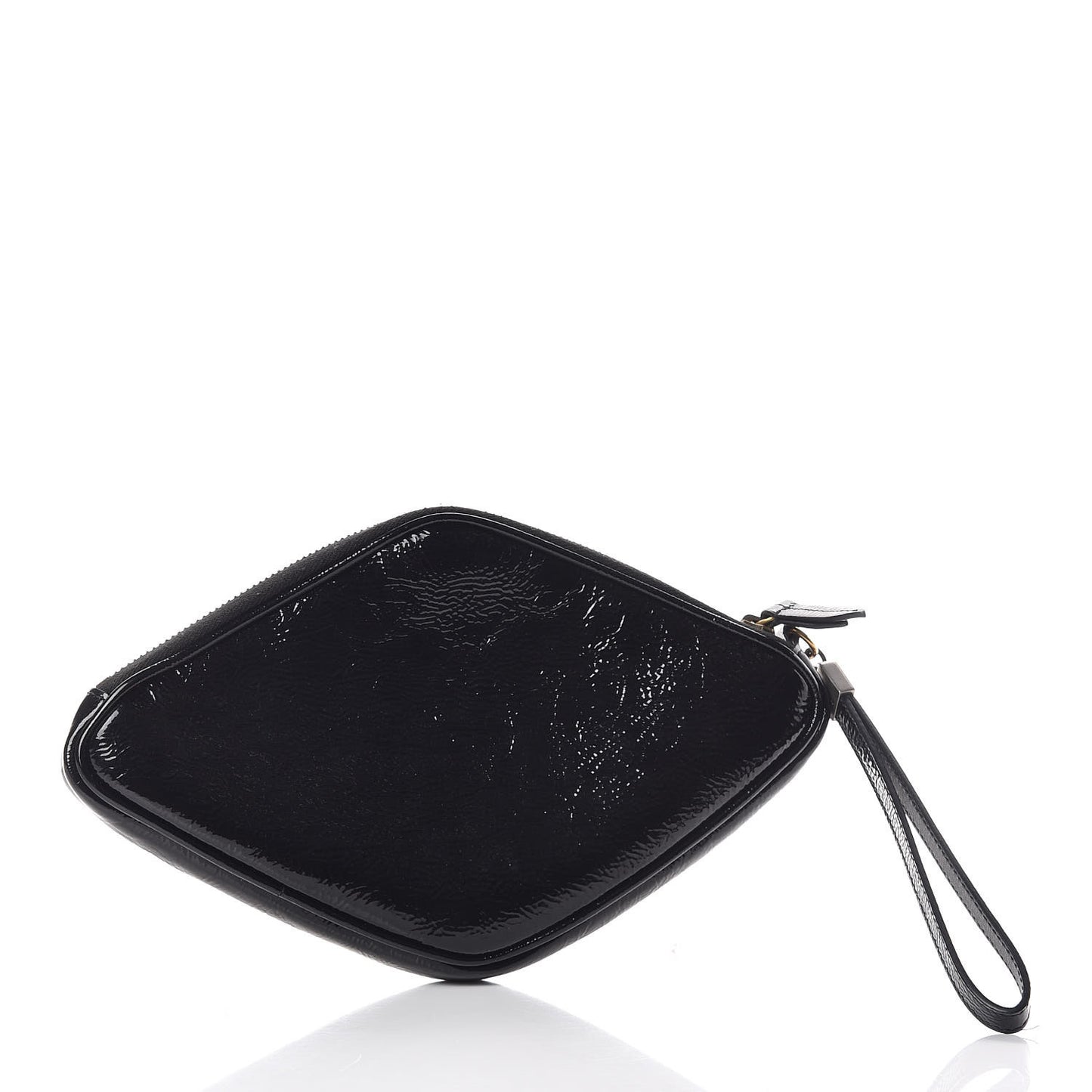 Patent Rubber Game Patch Logo Wrist Bag Black