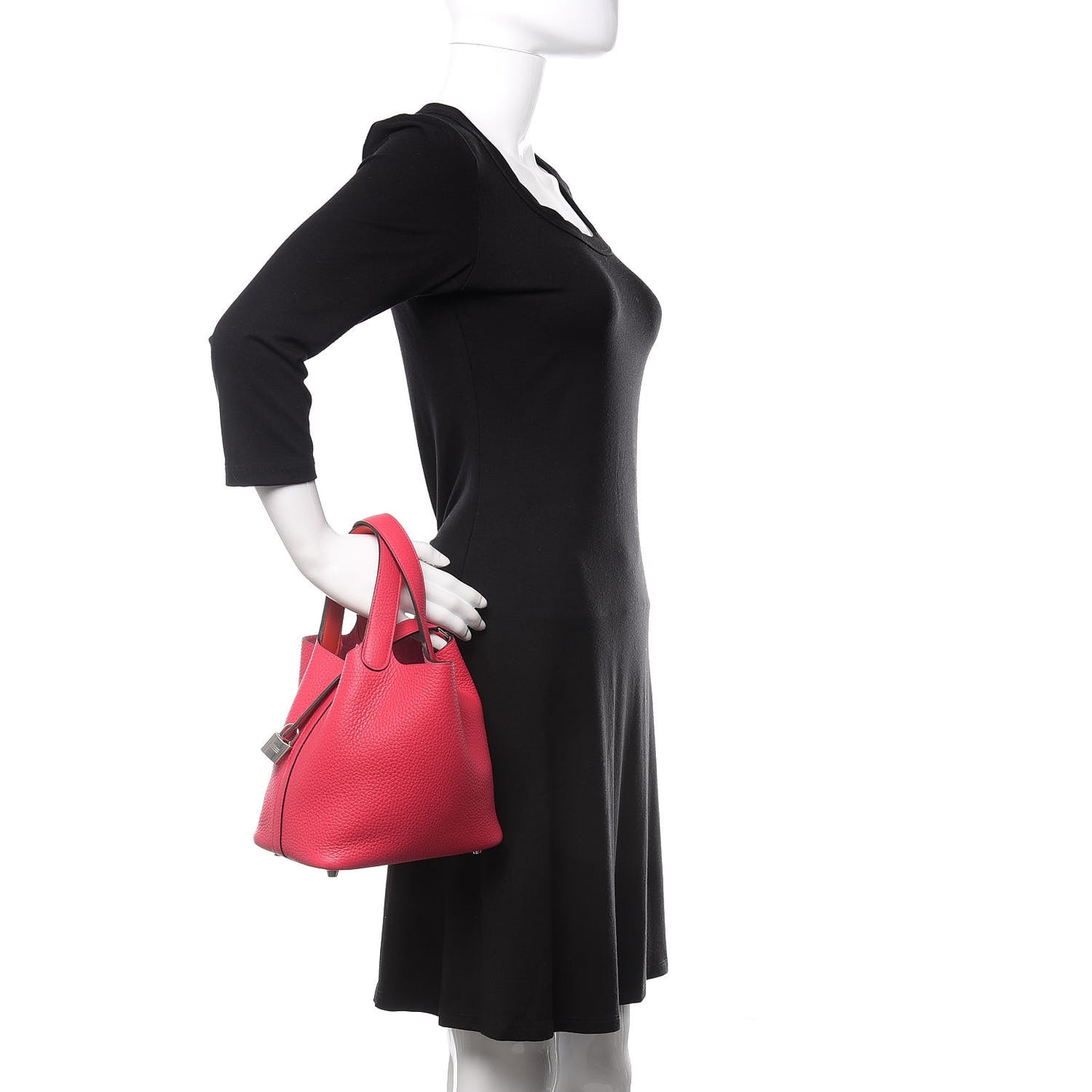 Taurillon Clemence Swift Eclat Picotin Lock 18 PM Rose Mexico Rouge De Coeur
