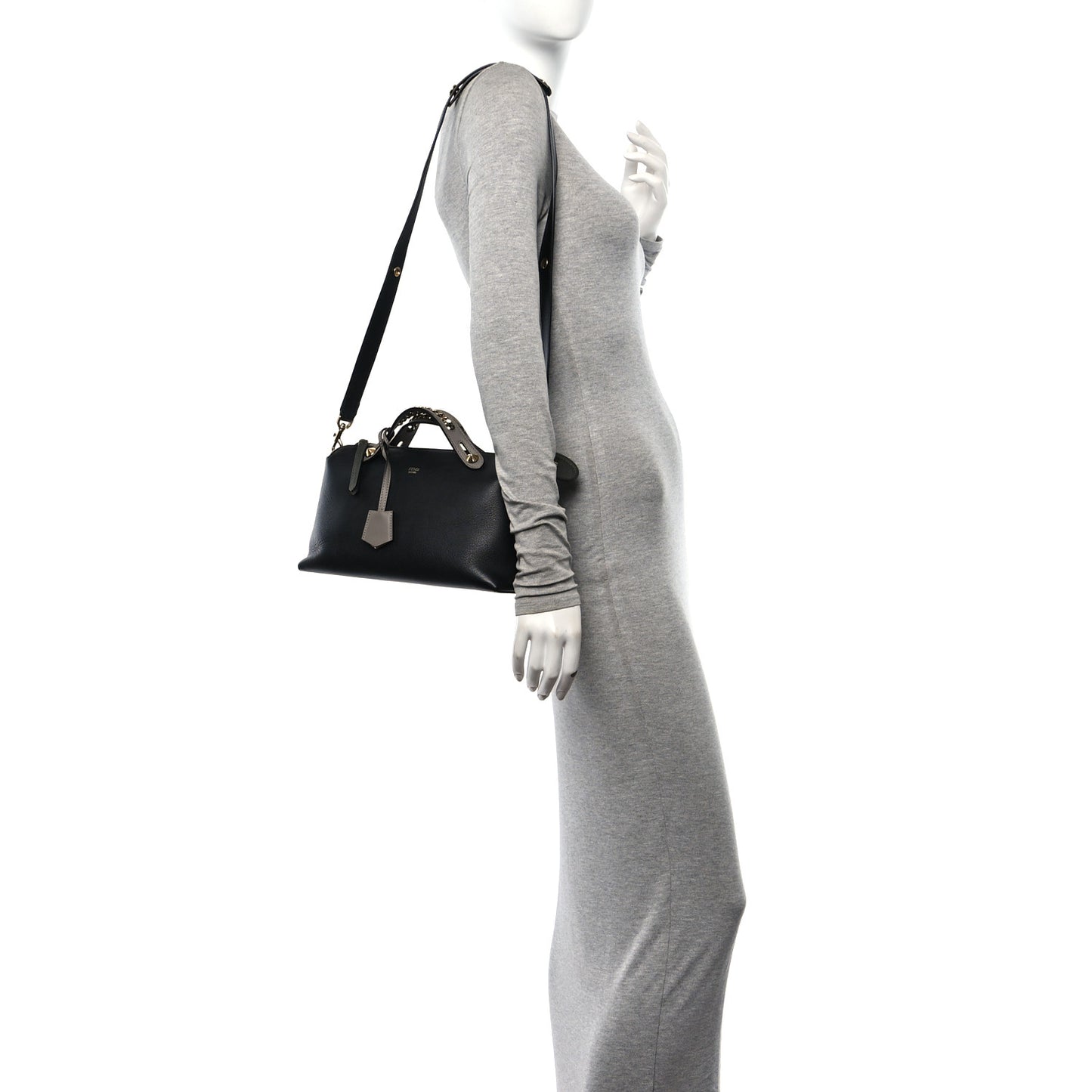 Vitello Dolce Chain Medium By The Way Boston Bag Black Grigio