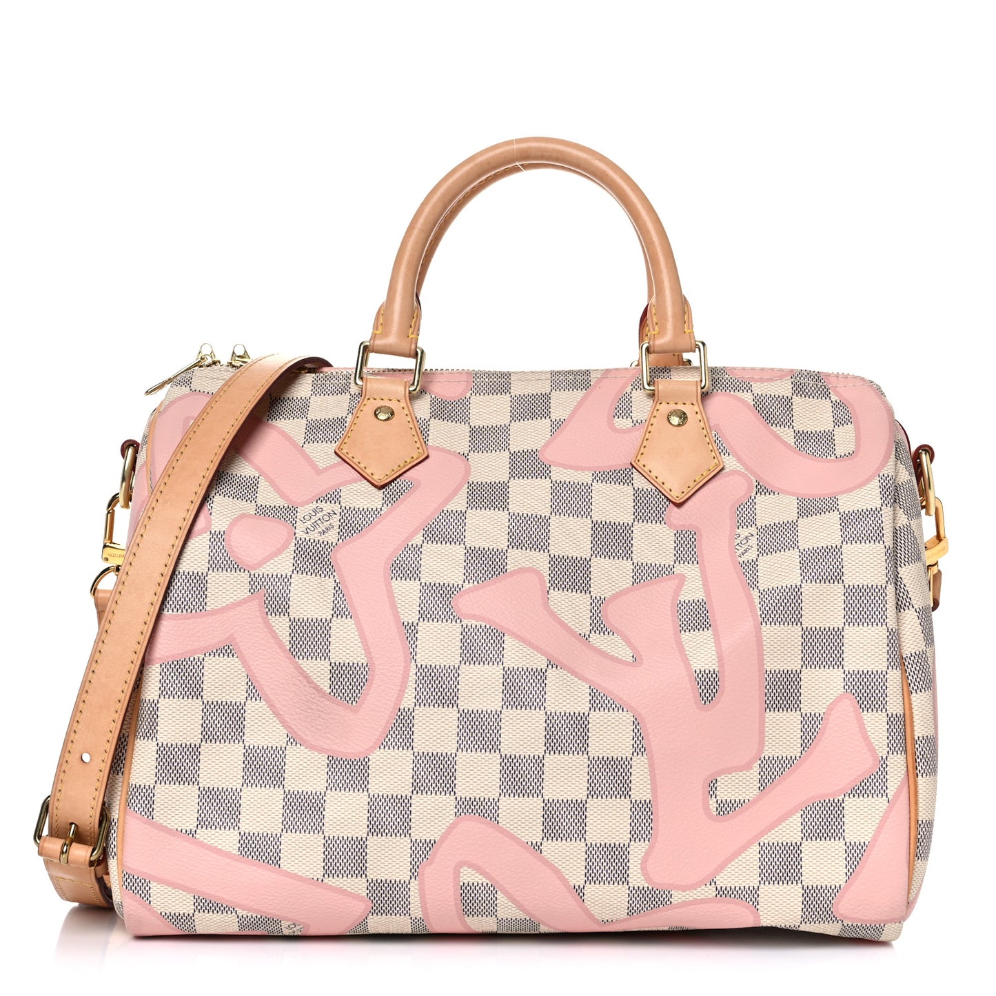 Damier Azur Tahitienne Speedy Bandouliere 30 Rose Ballerine
