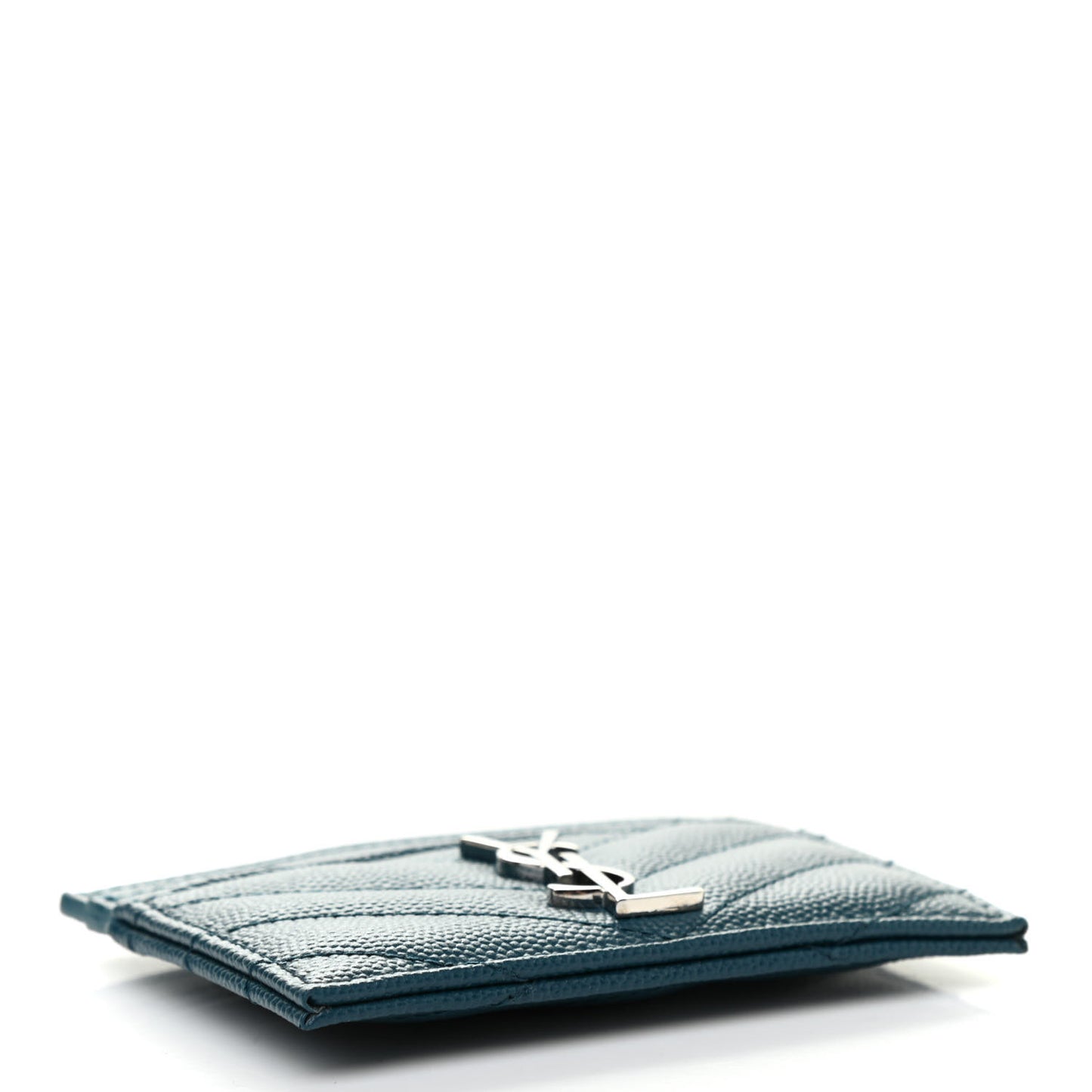 Grain De Poudre Matelasse Chevron Monogram Credit Card Case Peacock Green