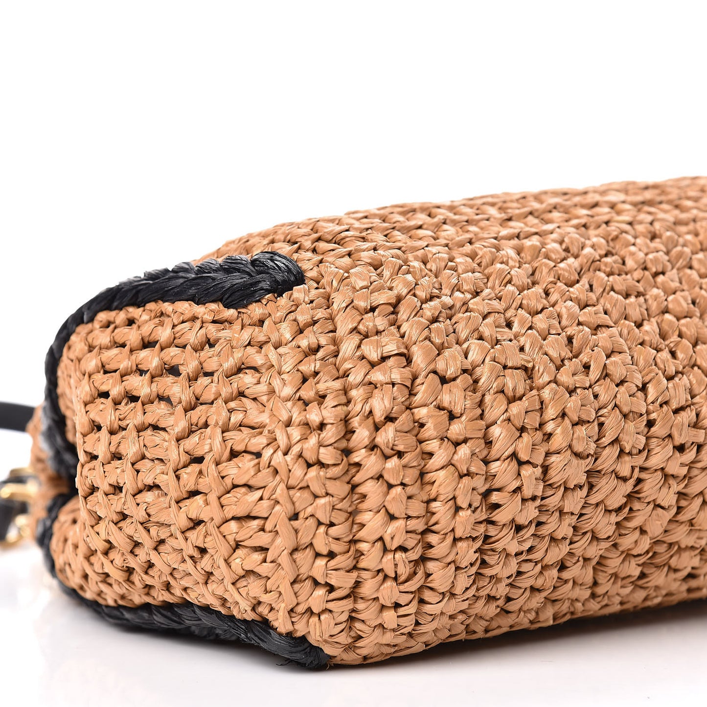 Raffia Effect Medium GG Marmont Shoulder Tote Bag Natural Black