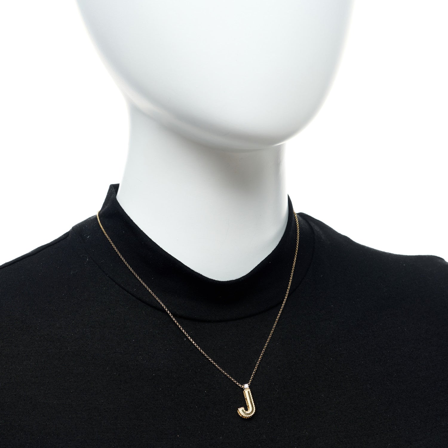 Roberto Coin 18K Yellow Gold Diamond Princess Block Letter J Pendant Necklace 2 of 5