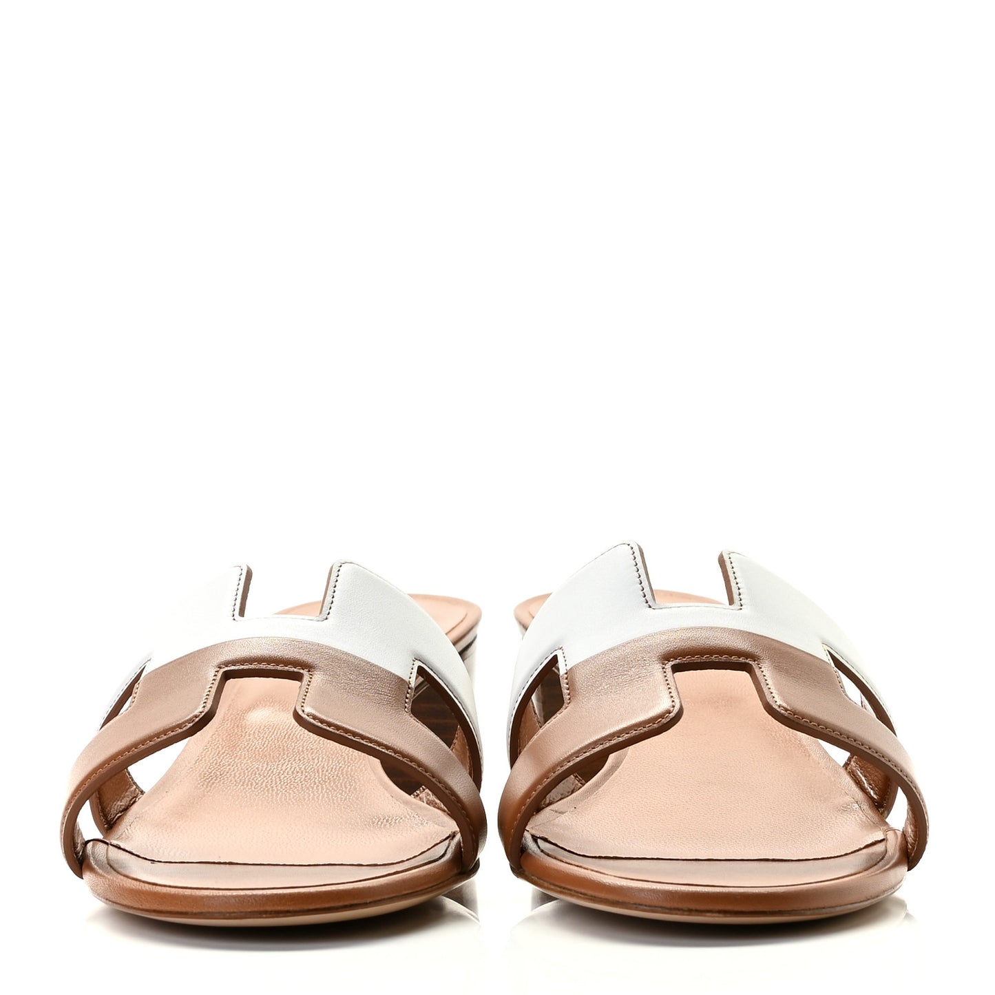 Calfskin Oasis Sandals 41 Gold White