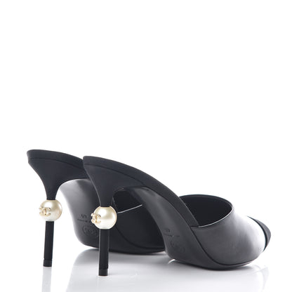 Chanel Goatskin Grosgrain Cap Toe Pearl Mule 40 Black 4 of 11